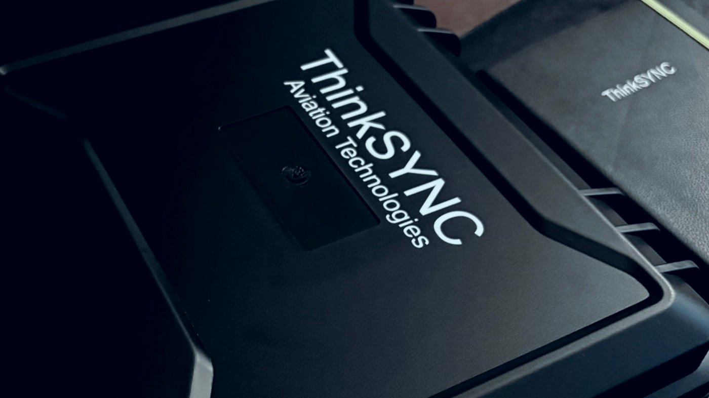 The sealed ThinkSYNC Aviation Technologies hard case, closed.